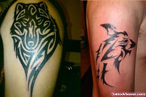 Black Tribal Wolf Head Tattoos