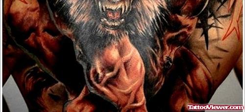 Wolf Tattoo On Back Body