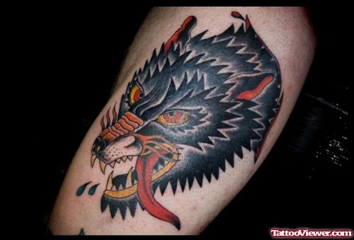 Traditional Wolf Tattoo On Arm