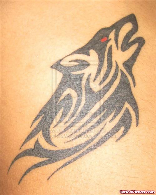 Black Tribal Wolf Head Tattoo
