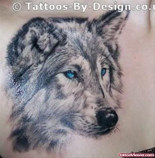 Awesome Blue eyes Wolf Head Tattoo
