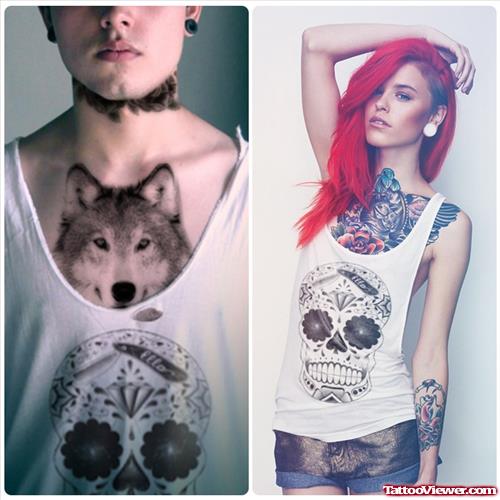 Wolf Tattoos On Chest For Girls