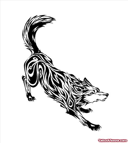 Special Black Tribal Wolf Tattoo Design