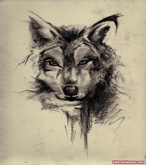 Cool Grey Ink Wolf Tattoo Design