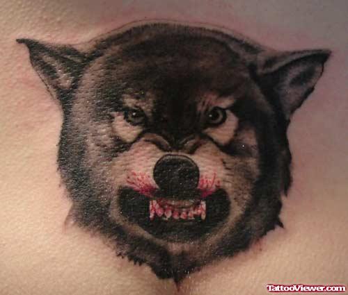 Beautiful Angry Wolf Head Tattoo