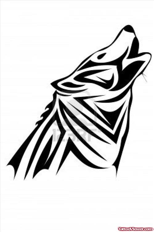 Black Tribal Wolf Tattoo Design Picture