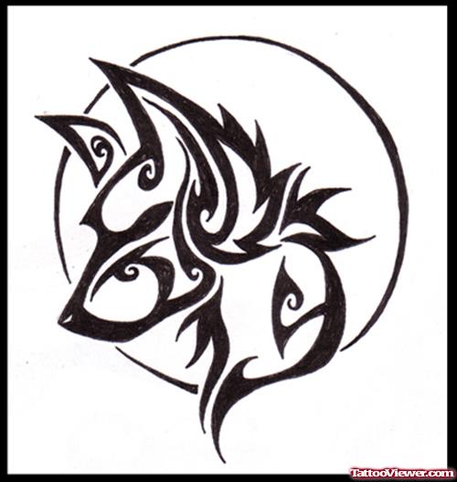 Awesome Tribal Wolf Tattoo Design