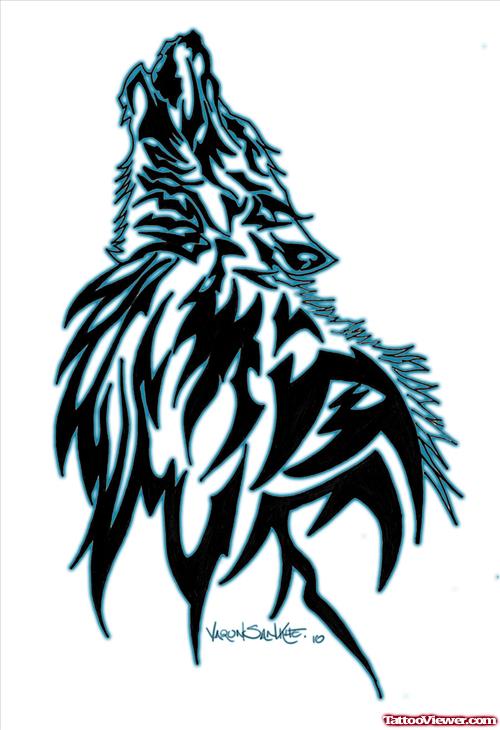 Crazy Tribal Wolf Head Tattoo Design