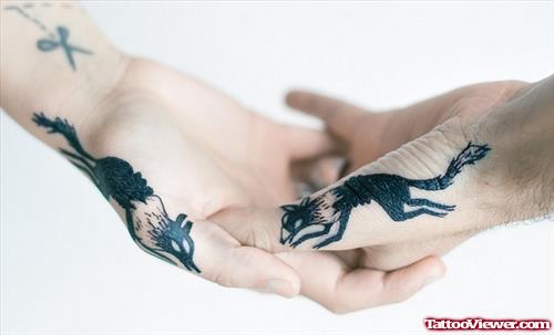 Running Wolf Tattoos s On Hands