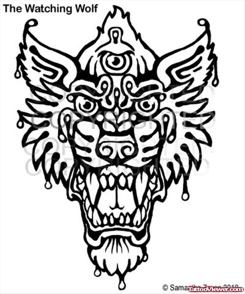 Outline Wolf Tattoo Design