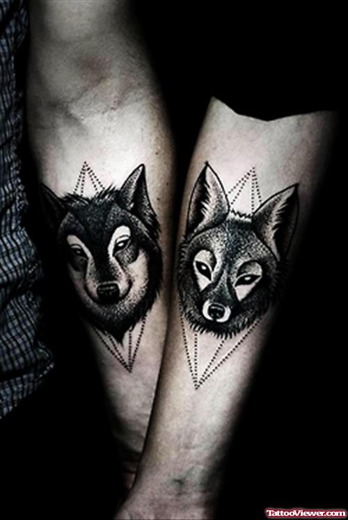 Wolf Tattoos On Both Arm