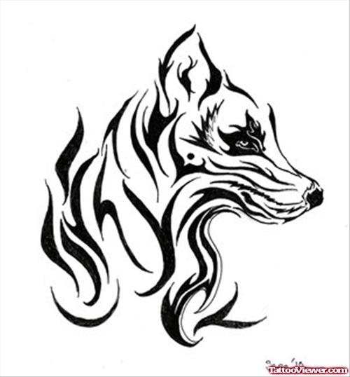 Tribal Wolf Head Tattoo Design