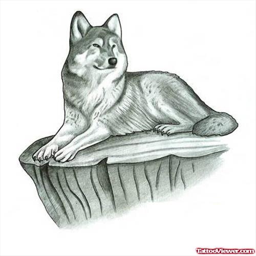 Awesome Grey Ink Wolf Tattoo Design