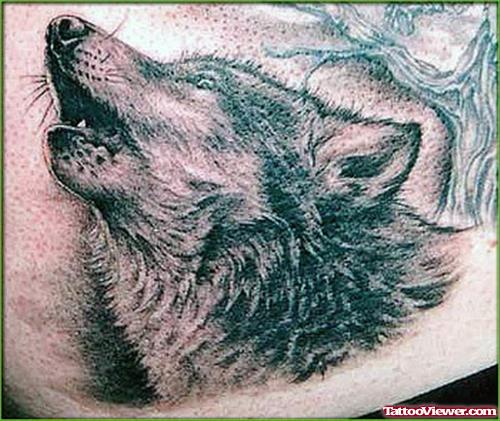Grey Ink Wolf Tattoo