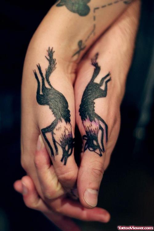 Black Wolf Tattoos On Hands