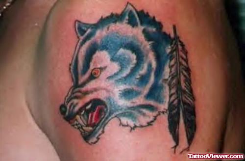 Wolf Tattoo On Left Biceps