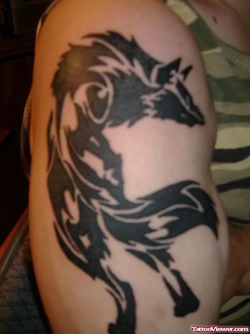 Tribal Design Wolf Tattoo