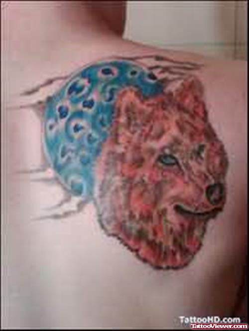 Red Wolf Tattoo On Back