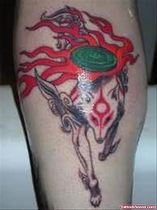Wolf  Flaming  Tattoo