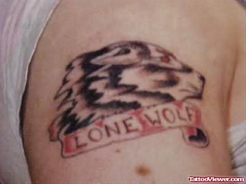 Lone Wolf Written Wolf Tattoo