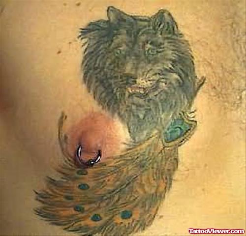 Small Wolf Tattoo On Chest