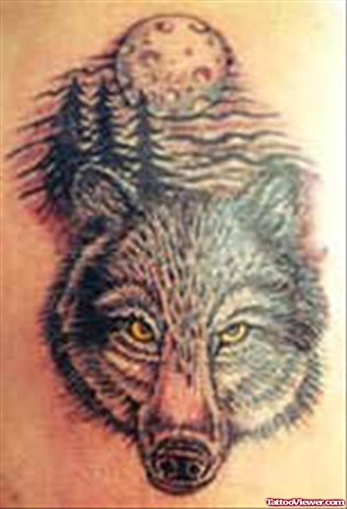 Nice Yellow Eyes Wolf Tattoo