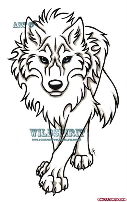 Full Wolf Tattoo Design