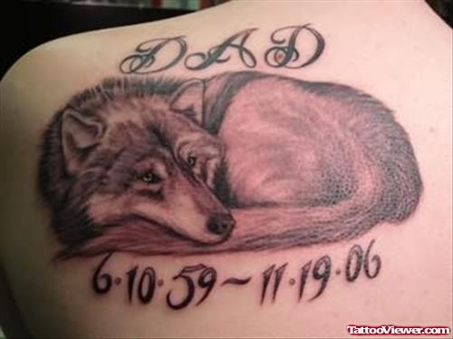 Black and Grey Wolf Memorial Tattoo
