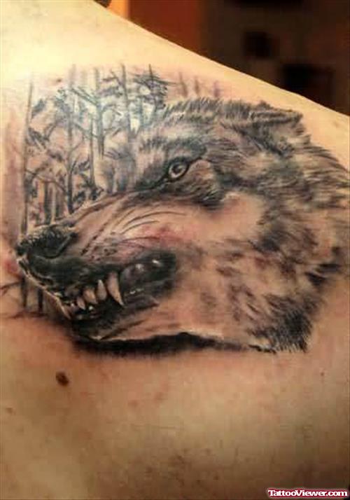 Dangerous Wolf Head Tattoo