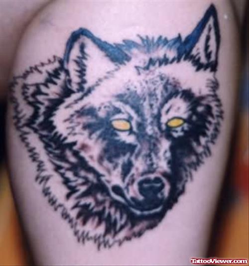 Yellow Eyes Wolf Tattoo