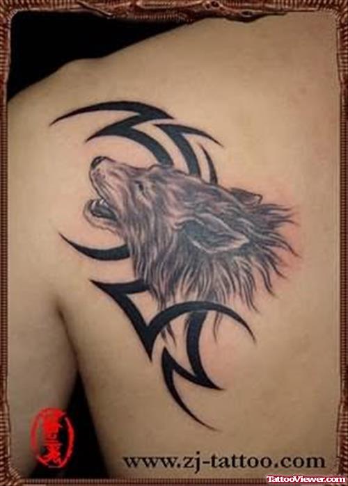 Wolf Tribal Tattoo On Back