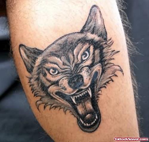 Angry  Wolf Head Tattoos