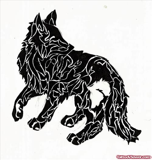 Wolf Black Ink Tattoo