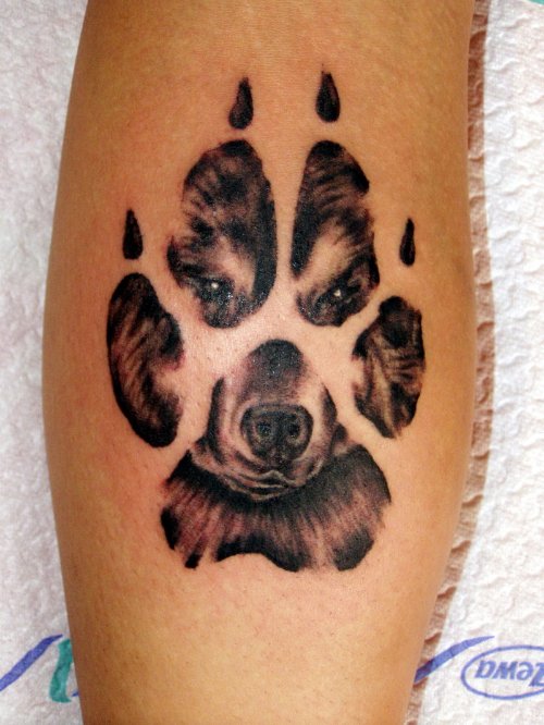 Latest Paw Print and Wolf Face Tattoo
