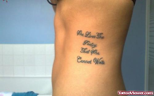 Attractive Quote Women Tattoo On Side Rib