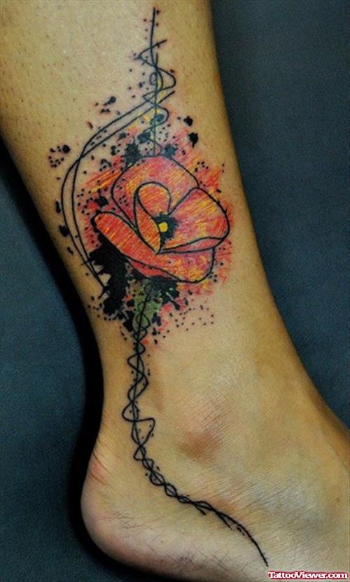 Abstarct Nice Flower Tattoo On Ankle For Women