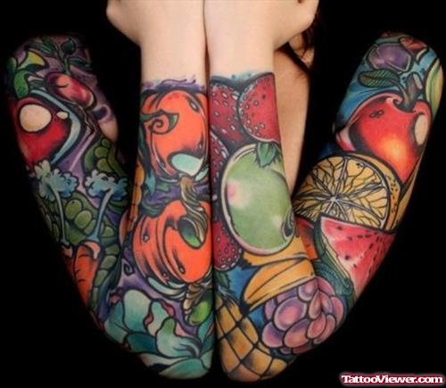 Colored Sleeve Tattoos For Women