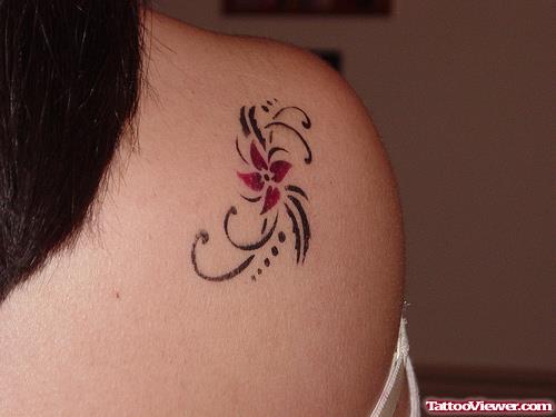 Tribal And Flower Tattoo For Women