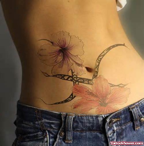 Women Hip Flowers Tattoo