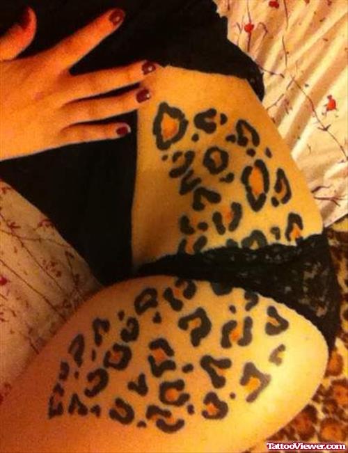 Leopard Print Tattoo On Women Side Rib