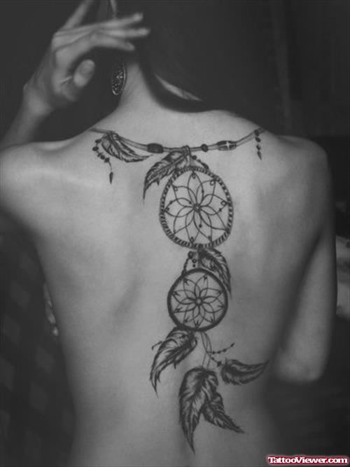 Dreamcatcher Women Tattoo On Back