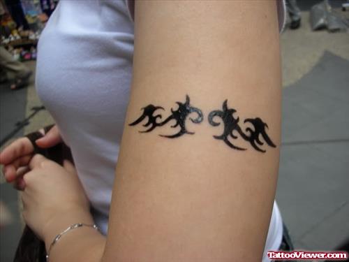 Black Ink Tribal Armband Women Tattoo
