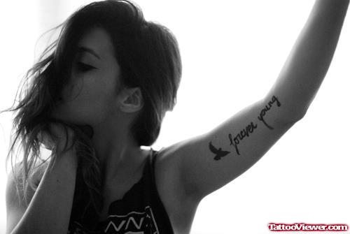 Forever Young And Flying Bird Tattoo For Women