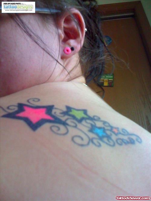 Colored Stars Tattoo For Women