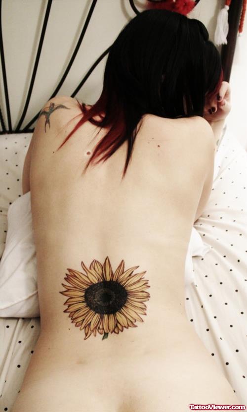 Sun Flower Back Body Women Tattoo