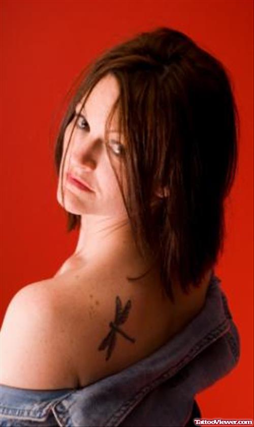 Dragonfly Back Shoulder Women Tattoo