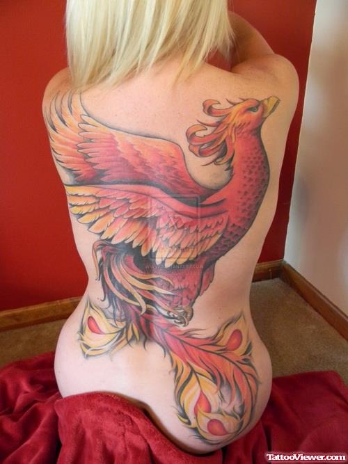 Colored Phoenix Tattoos For Women