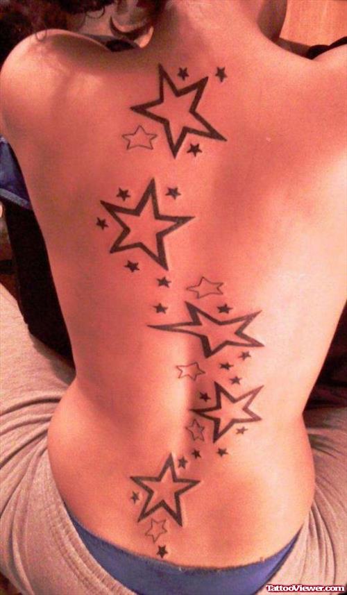 Women Back Body Stars Tattoo