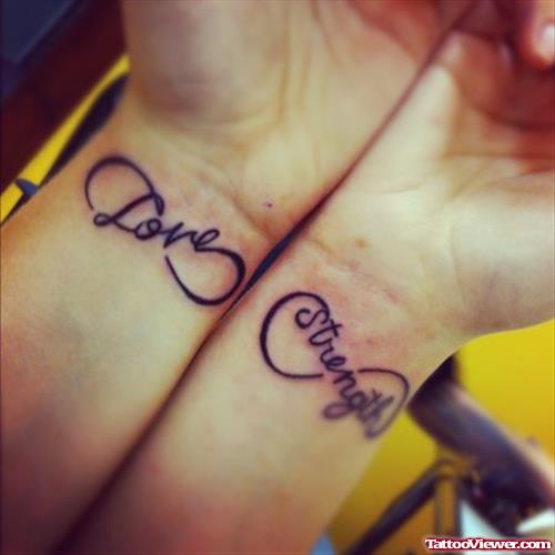 Infinity Love And Strength Women Wrist Tattoos