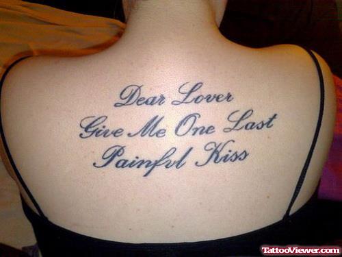Women Quote Tattoo On Upperback